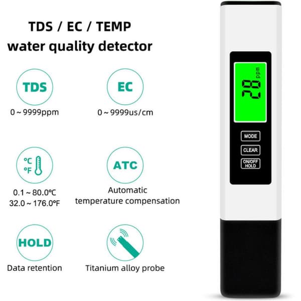 Vannkvalitetsteststift ledningstester ec vannteststift tds-1pc
