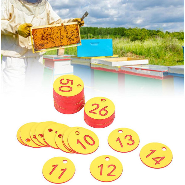 Bigårdsboskapsmaterial Gula numrerade hängetiketter 150st