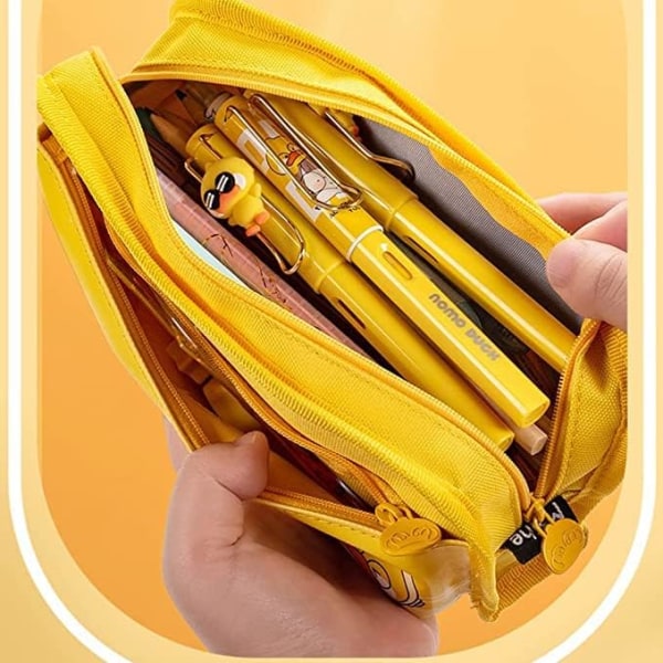 Suloinen kynäkotelo, suuri kapasiteetti, kynäkotelon säilytyslaatikko (keltainen)