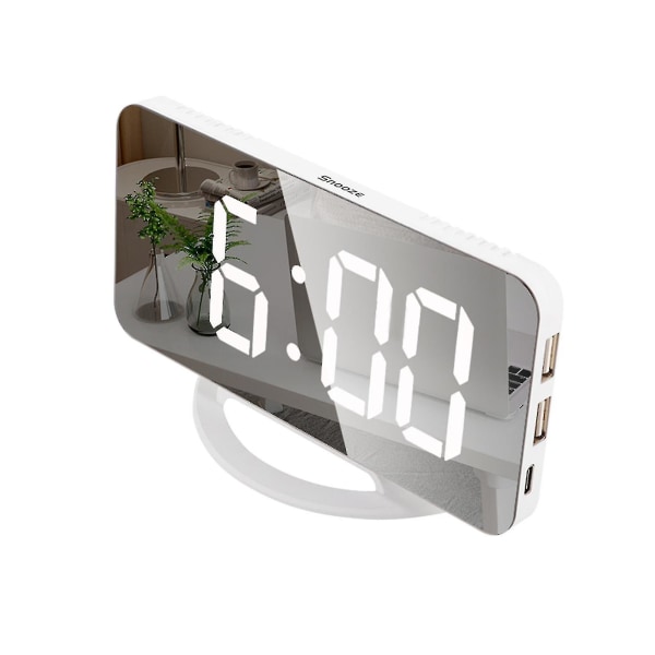LED-spegelklocka Mini Digital väckarklocka Bordsur med snooze-funktion 3 Justerbar ljusstyrka Auto-adapt bakgrundsbelysning-- Jb51-3