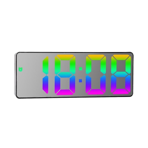 Digital väckarklocka Färgglad LED-skärm Modern skrivbordsklocka LED-klockor (svart skal-spegel