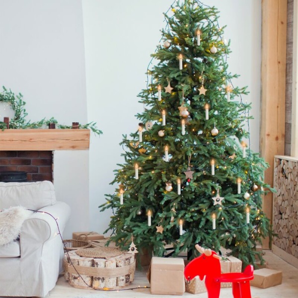 Lighted juleguirlande 10 clip-on stearinlys, 7-knaps fjernbetjening - varmt hvidt lys
