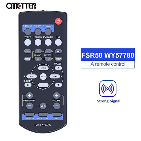 Fjärrkontroll FSR50 WY57780 kompatibel med Yamaha Soundbar YHT-S401 YHT-S401BL SR-301 NS-BR301 YHTS401 YHTS401BL SR301 NSBR301