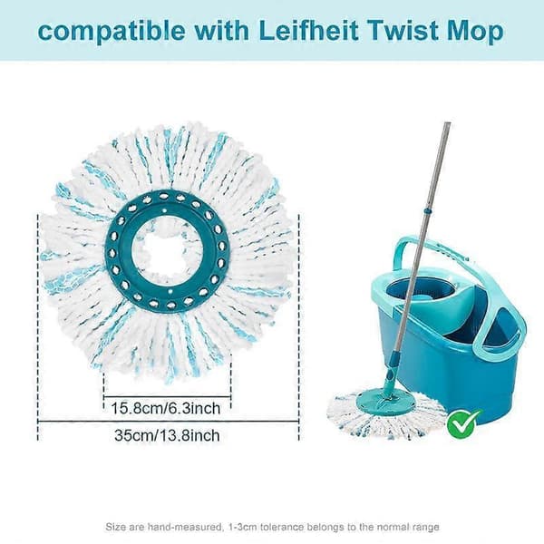 4 stk./pakke moppehode for Leifheit Twist Mopp Superabsorberende mikrofibererstatning