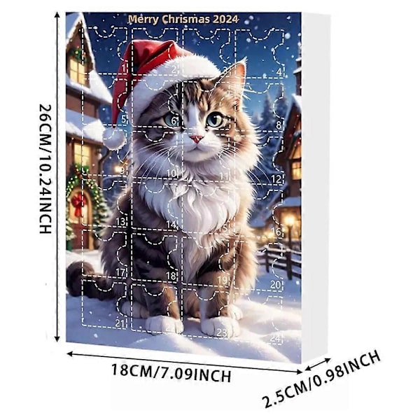 Julekalender 2024 Jul 24 Dage Nedtælling 2D Akryl Vedhæng Søde Kat Ornamenter Blind Box Overraskelsesgave