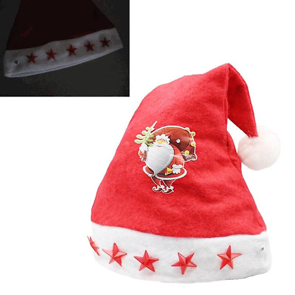Julepynt Napped Stoff Santahatt Lys Femspissede Stjerner Mønster Barn Kler Seg Opp Julehatt, Tilfeldig Mønster Levering