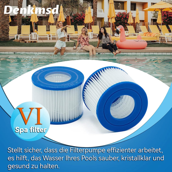 VI-filterpatroner til Bestway Lay-Z-Spa, udskiftningspatroner til Bestway 58239 BW58323 (4 stk.)