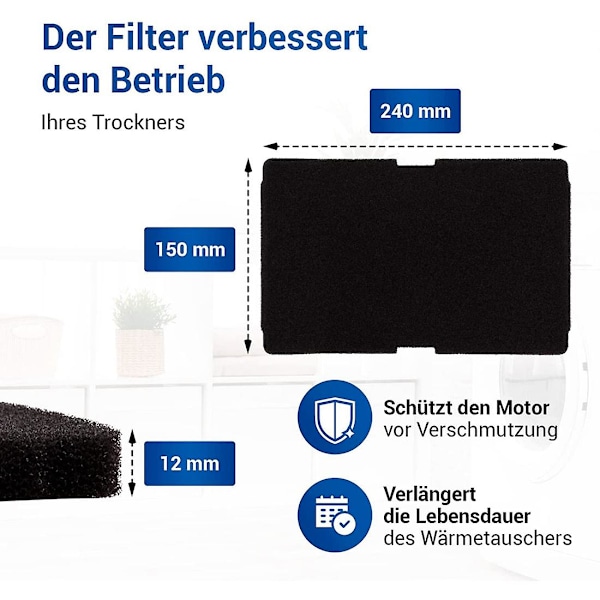 10 st torktumlarfilter för torktumlare ersättning för Beko 2964840100, luddfilter för torktumlare Beko DE8635rx DS7512pa torktumlare