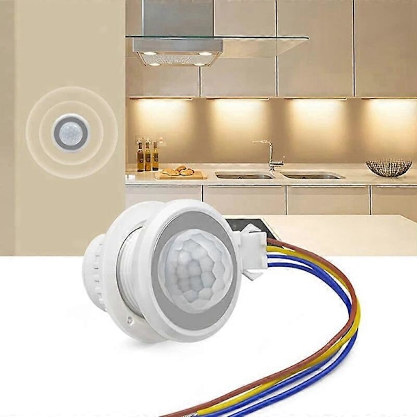 2x Mini Rörelsedetektor Ljusströmbrytare 110-220V PIR-Sensor Smart Detektering Tidfördröjning Justerbar Infraröd Induktionsdetektor