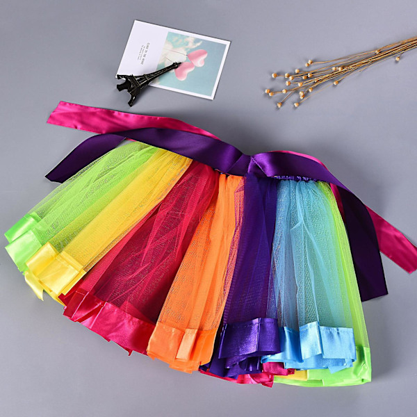 Regnbue Tutu Skørt Prinsesse Pige Skørter Dansebeklædning Tøj Fest 1stk Nylon Gaze Solid Børnetøj