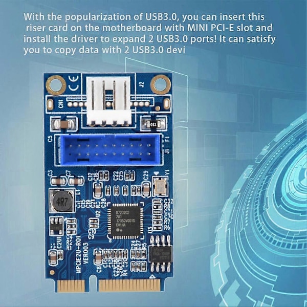MINI PCI-e til USB3.0 Front 19-Pin Udvidelseskort 2 Port Desktop Computer Overførsel Udvidelseskort Lille 4Pin Strøm