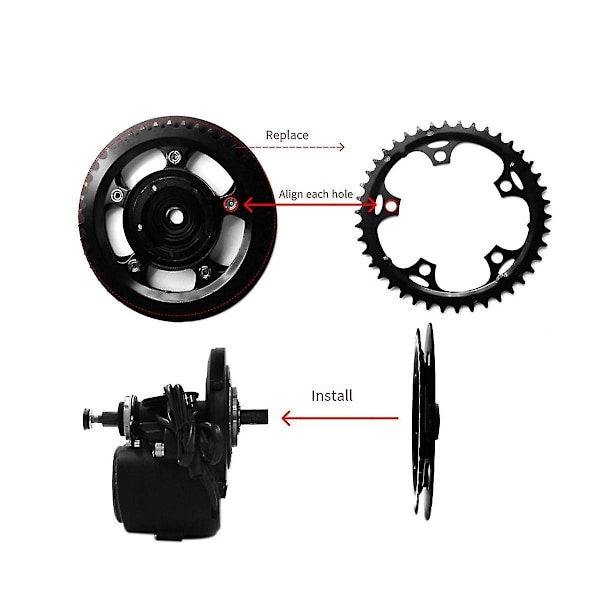 TongSheng TSDZ2/TSDZ-2B Elcykel Mittmotor 42T Kedjehjul/Kedjekrans för Ebike