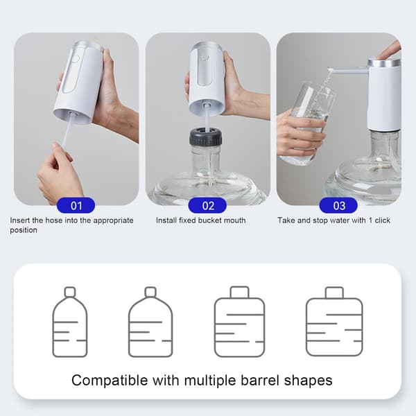 2025 Senaste Modell 5 Gallon Dunk Bärbar Vattendispenser, Vikbart Munstycke LED-Display Bärbar Vattendispenser USB-Laddning Elektrisk Dricksvatten
