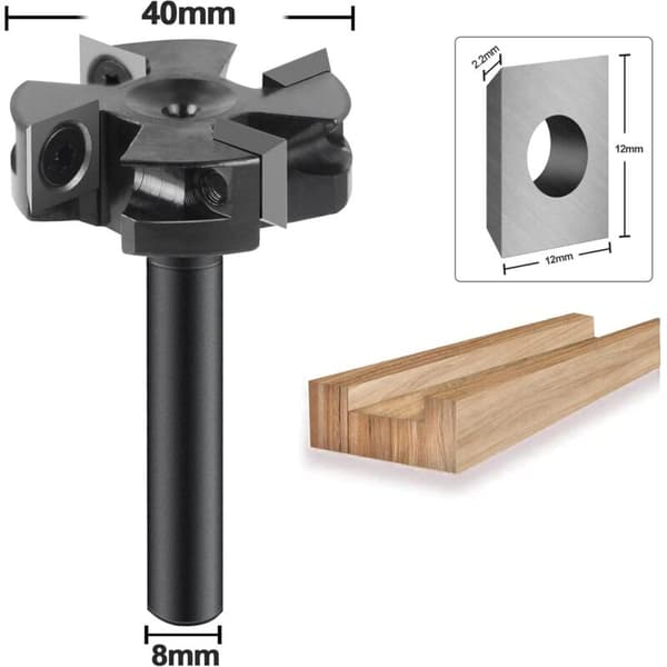 Overfræserbit - 8 mm skaft - 40 mm diameter - Overfladefræserbit med 4-vinget høvlebit - DPZO