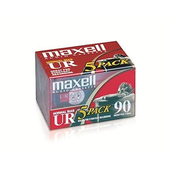 Maxell 108562 UR-90 5PK Normal Bias Audiokassetter 90 minuter med fodral 5-pack [AUDIOKASSETT] USA-import