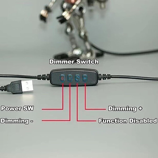 Gitarrobotlampe med dimmer, kul søt retro metall mini størrelse nattlys bordlampe justerbar lysstyrke (mikrofonrobotlampe)