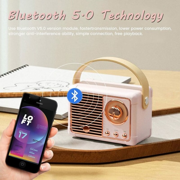 Bluetooth högtalare, trådlös Bluetooth 5.0-anslutning, stöd för TF-kort, U-disk och AUX-ljudingång (blå)