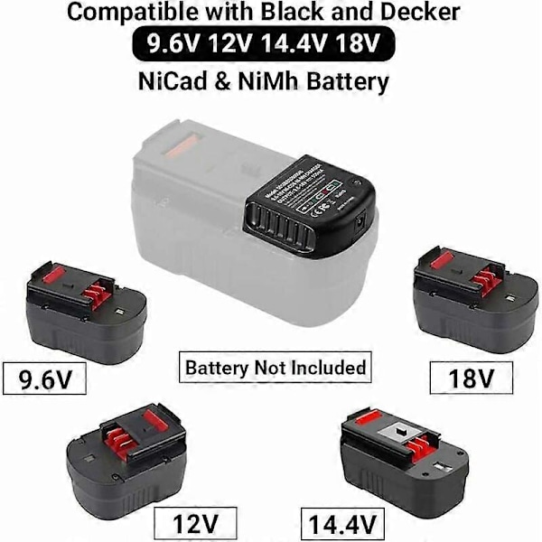 Ersättningsladdare Kompatibel med Black & Decker 9.6V 12V 14.4V 18V Nicad Nimh Batteri HPB18-OPE HPB18 HPB14 HPB12 HPB96 244760-00 A1718 FSB18—