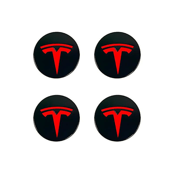 Passer til tesla Tesla modell 3 hjulsenterdeksel logo - svart svart etikett (matt) (firepakning)