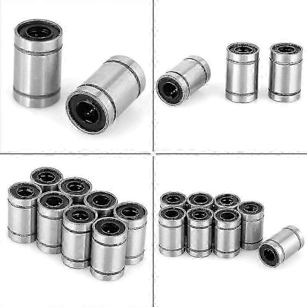 8-pack LM6UU 6 mm linjära kullagerbussningar för 3D-skrivare CNC-delar, tillverkade av högkvalitativt stål för lågt ljud och lång livslängd
