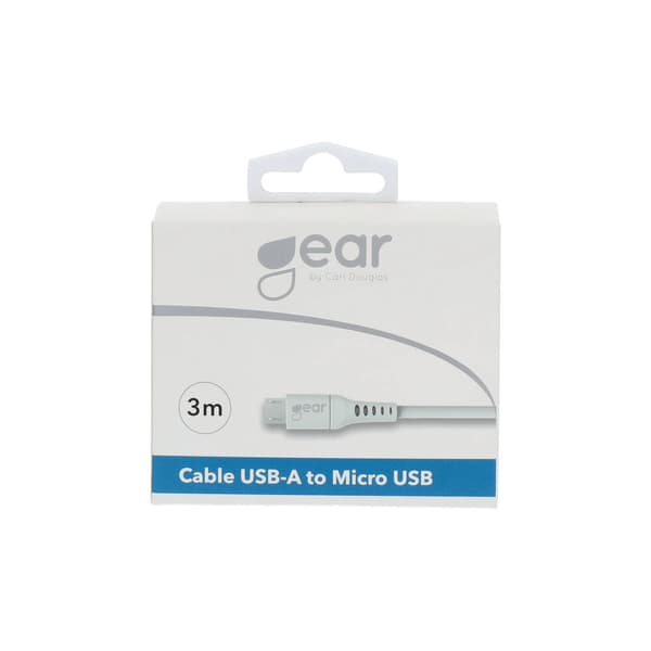 Pyöreä latauskaapeli MicroUSB–USB-A 3m Valkoinen