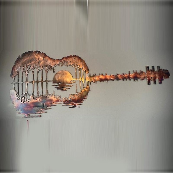 Abstrakti kitara metalli kitaristi taide kitaran ystäville ihanteellinen lahja ripustettava koriste kodin sisustus musta