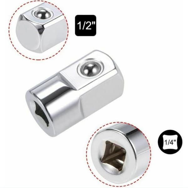 Socket/Square Adapter Stor Fly/Medium Fly/Liten Fly Adapter 1/2 Hull/Kvart Hoved Adapter, 1 stk