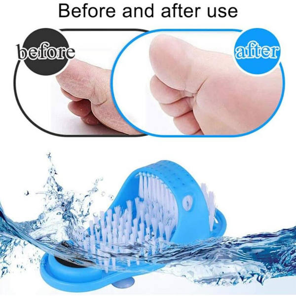 Fotskrubb Lazy Foot Scrub, Exfolierande fotrengöringsborste Toffla - Blå, 1 st
