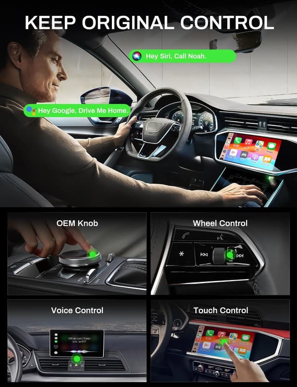 2025 Seneste Model 2-i-1 Trådløs CarPlay-adapter Understøtter Apple CarPlay & Android Auto, Mini Bluetooth USB A & USB C Dongle Konverterer Kablet