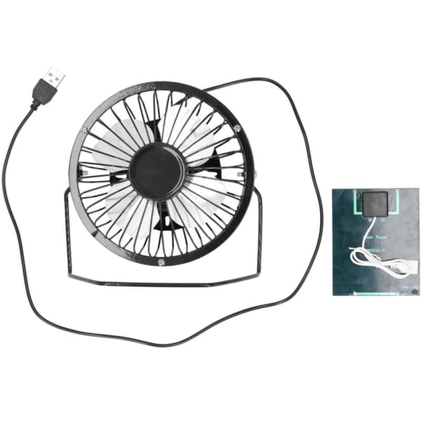 Solcelleventilator. Mobil strømforsyning. Udendørs ventilation. Kølende USB-interface. Bærbar enhed