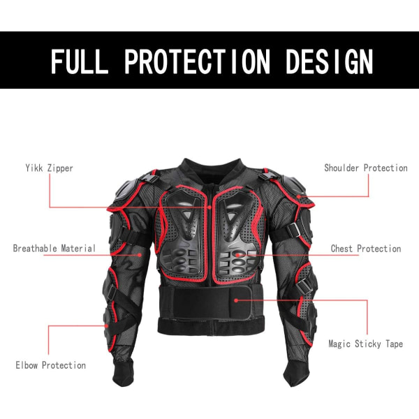 motorsykkel beskyttelsesklær helkroppsrustning beskyttelse størrelse S