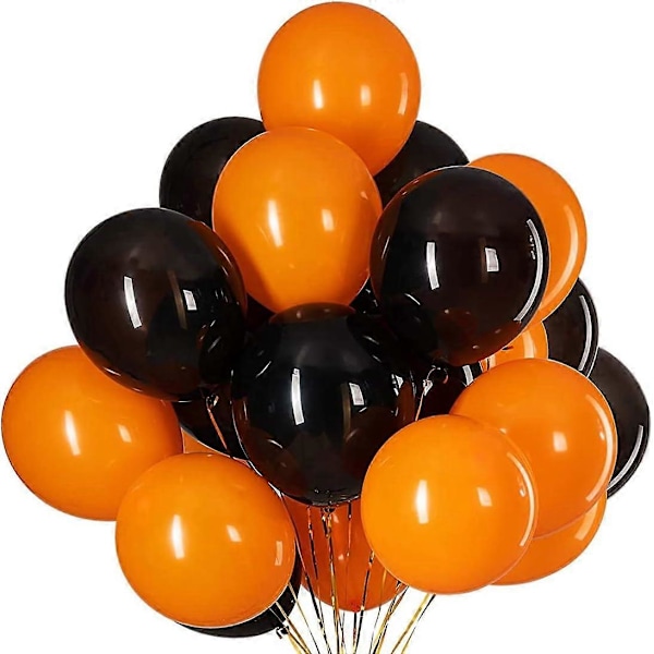 200 st Halloweenballonger, Halloween Dekorativa Ballonger Orange och Svarta Latexballonger för Halloweenfestdekorationer, 10 Tum