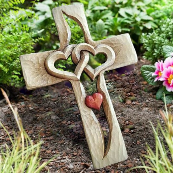 Christian Love Cross Träsnideri Symbol för kärlek Träsnideri Cross 1st