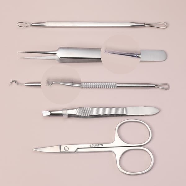 5 Pcs Blackhead Remover Tools Pimple Removal Tool Acne Needles Set Silver