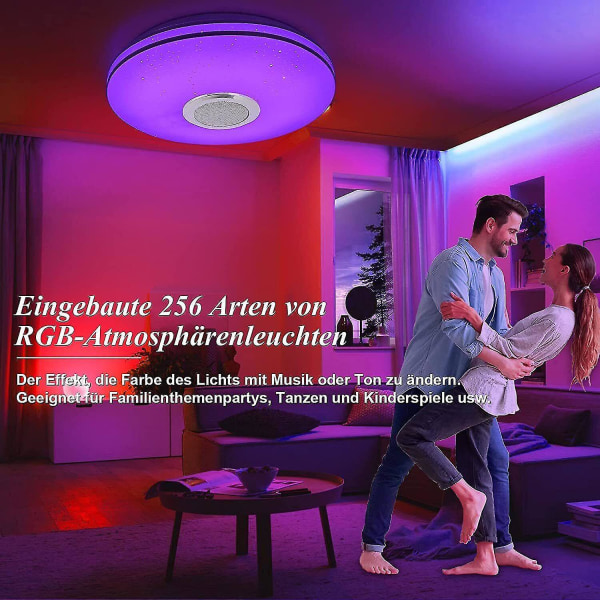 Led-takljus Dimbar Rgb-färgförändring med Bluetooth högtalare, LED-lampa för kök, barnrum, sovrum, vardagsrum
