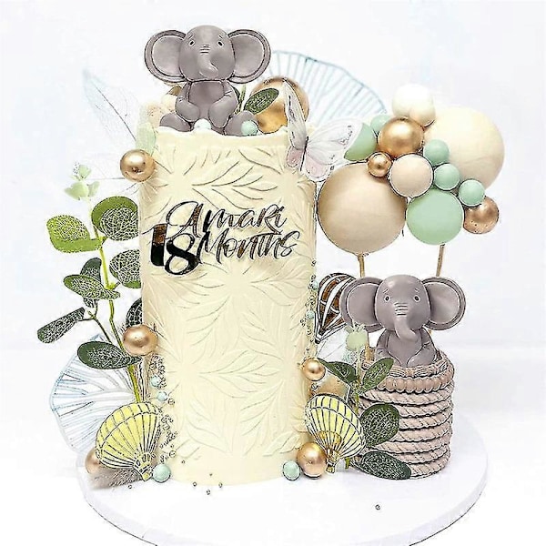 26 st Baby Elephant Pärlbollar Tårta Toppers Baby Shower Tårta Dekoration