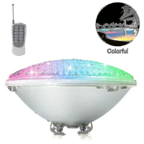 Led-bassengbelysning, 18w Par56 Rgb-svømmebassenglys. Undervannsspotlight med fjernkontroll Bassengbelysning, 12v Ac / Dc Ip68 Vanntett Bassenglampe Fe