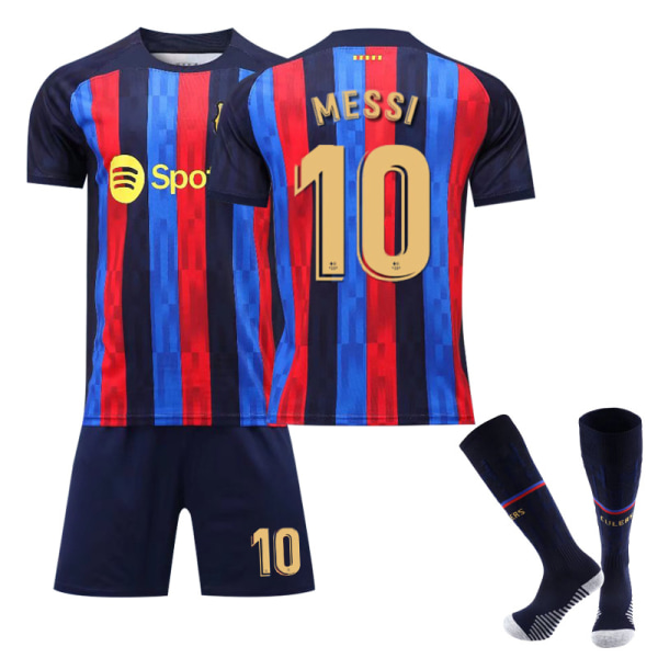 2223 Barcelona hjemme- og bortetrøyer nr. 10 Messi nr. 21 De Jong kortermede fotballdrakter for voksne barn Z2 No10 L