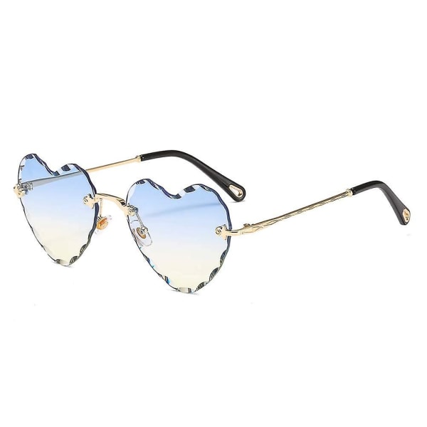 Hjertesolbriller Indfattede tynde metalstel Hjertesolbriller Søde Damebriller Blå