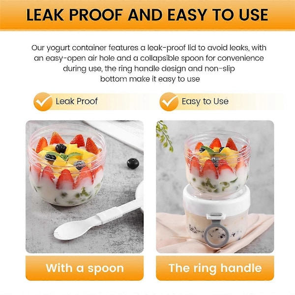 4 stk. Overnight Oats Beholder med Låg og Skeer, 20Oz Overnight Oats Glas Lufttæt Yoghurtbeholder