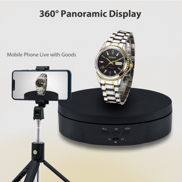 14,6 cm automatisk elektrisk drejeskive 360 graders roterende displaystativ, sort