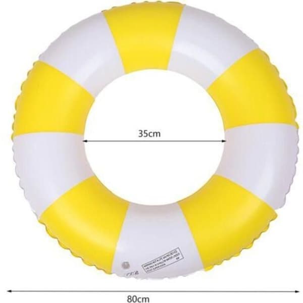 Rund pool float. Retro stribet oppustelig PVC pool float. Pool dekoration. Strandlegetøj - 75 cm