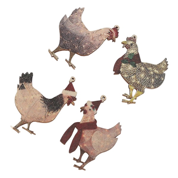 8 st Söta Kycklinghänge Set Trä Kyckling Hängande Ornament för Smyckestillverkning Dekoration