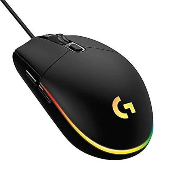 Wekity Wired Gaming Mouse, 8 000 Dpi, Rainbow Optical Effect Lightsync Rgb, 6 programmerbara knappar, internt minne, Screen Mapping Black