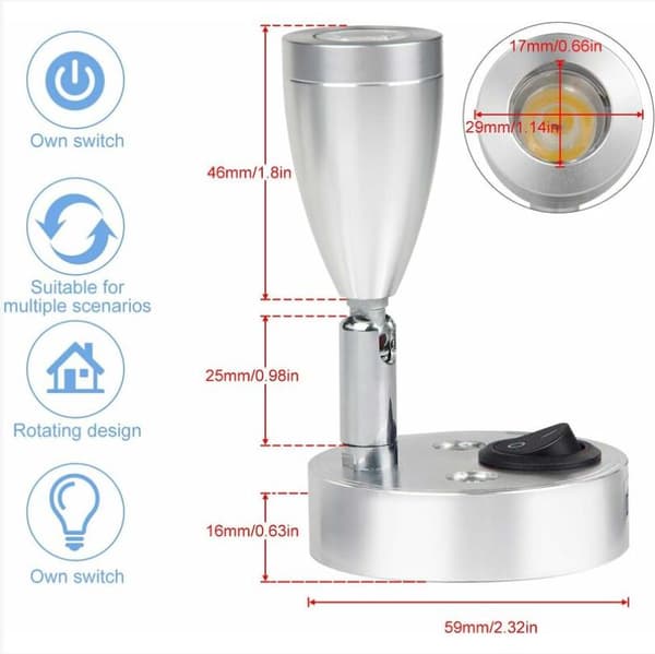 Liseuse LED 3W 12V Sølv