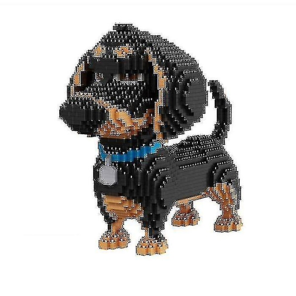 Tecknad Hund Mini Dachd Modell Block Building Tegelleksaker