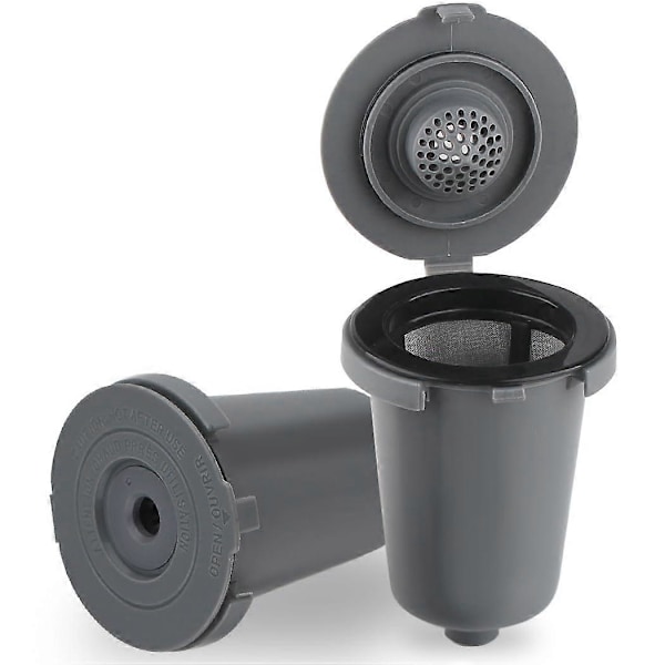 2 stk. Grå Genanvendelige Filterkopper Kompatible med Cuisinart Single - Serve Kaffemaskiner