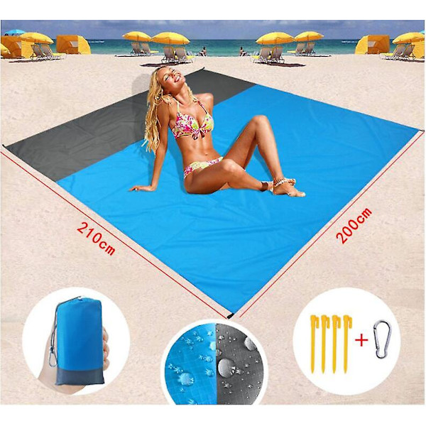 Sandfri strandfilt, Vattentät picknickfilt, Snabbtorkande inomhus- och utomhusfamiljematta för resor, camping, vandring, musikfestival
