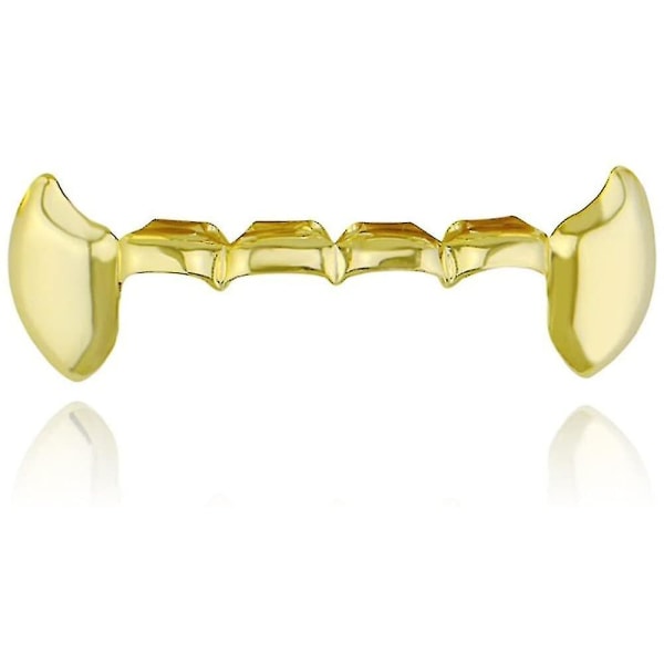 18k guldpläterad Grillz Vampire Dracula Teeth Grillz 2st enkla huggtänder och 6 botten Grillz Set