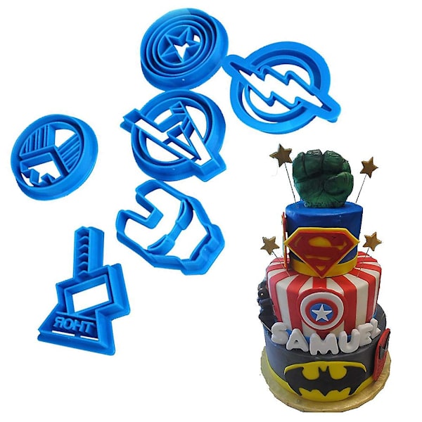 6 stk. Superhelte Captain Cookie Cutter Sukker Avengers Fondant Kage Biscuit Form Kaesi